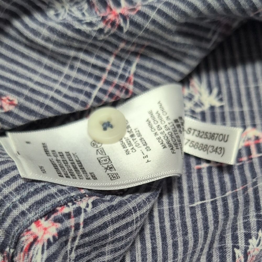 Tommy Bahama Dark Blue Turtles Hula Girl Palm Trees Cotton Button Down Sz L - Picture 8 of 9